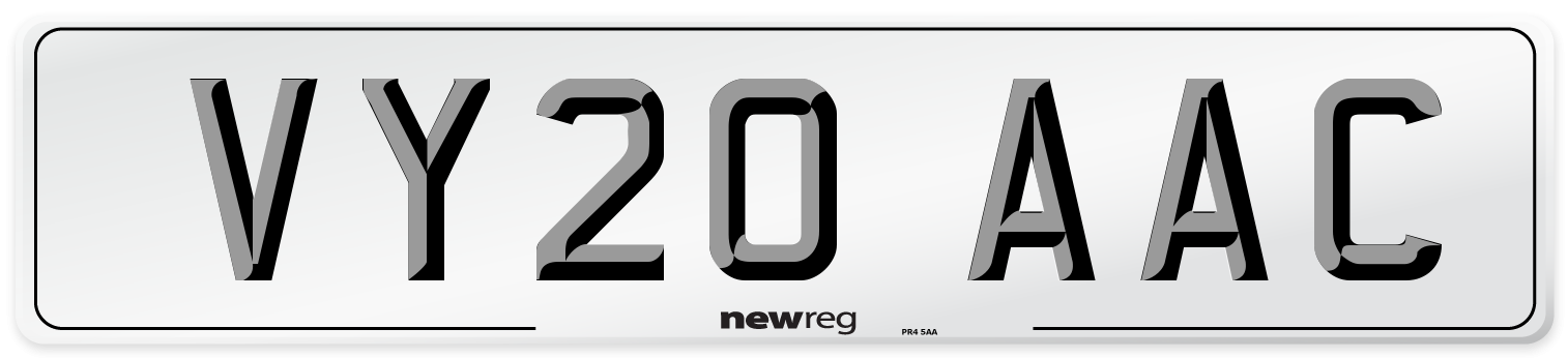 VY20 AAC Number Plate from New Reg